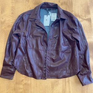 7 for Mankind-Maroon, pleather shacket